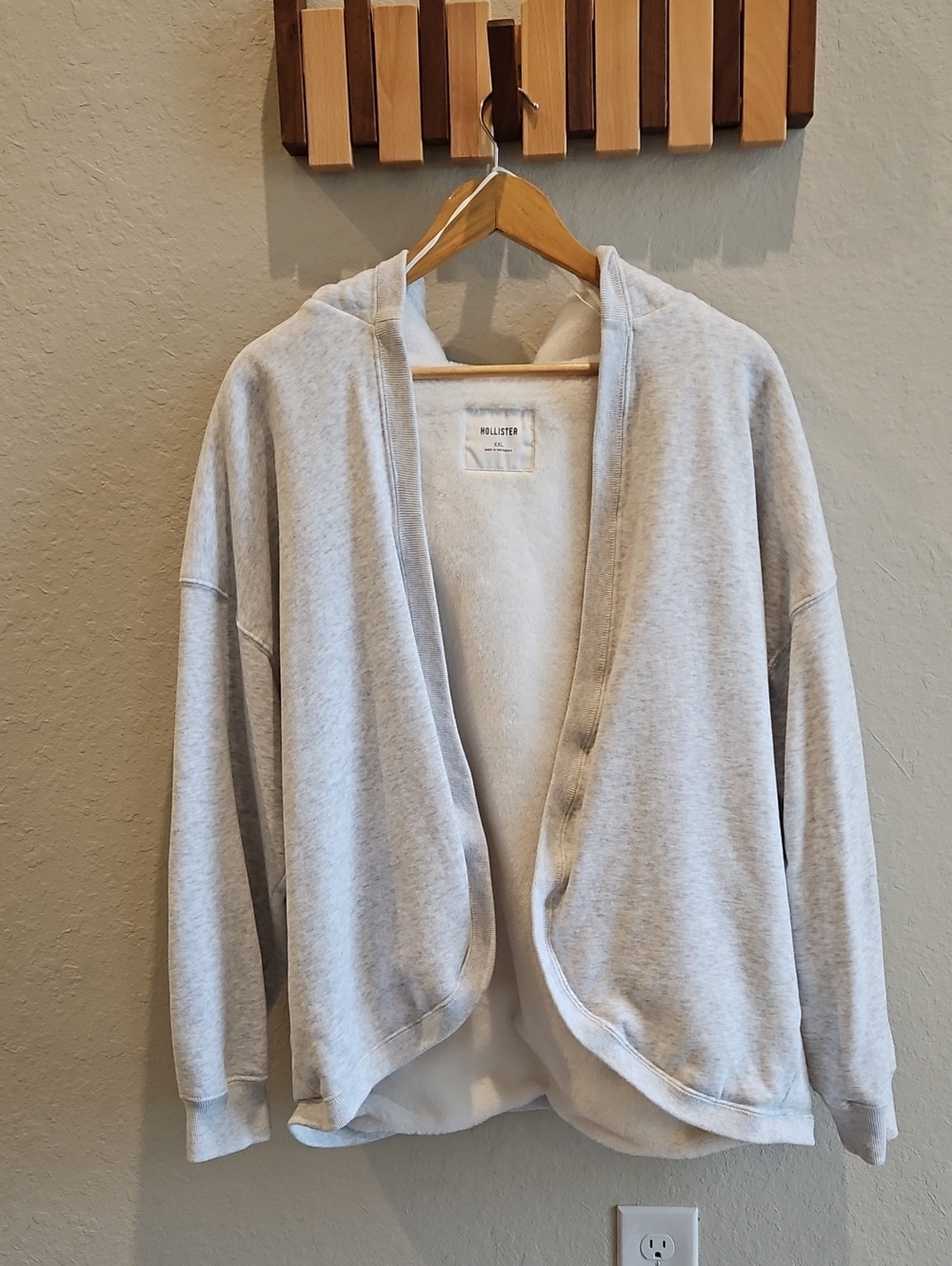 Hollister Heather Gray Open-Front Hooded Cardigan